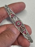 BROSA AUR 18K + Argint 925 + 43 Diamante = 1CT + 16 Rubine = 0.50ct - Vintage - 12g. - Art Deco !