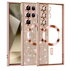 Husa premium Samsung Galaxy S24 Ultra Techsuit Luxury Glitter MagSafe, roz auriu foto