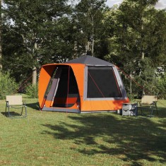 vidaXL Cort de Camping Gri și portocaliu 420 x 420 x 227 cm Poliester