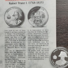 MEDALIE DIN ARGINT AUSTRIA - SERIA PERSONALITATI, CU CERTIFICAT, KAISER FRANZ I