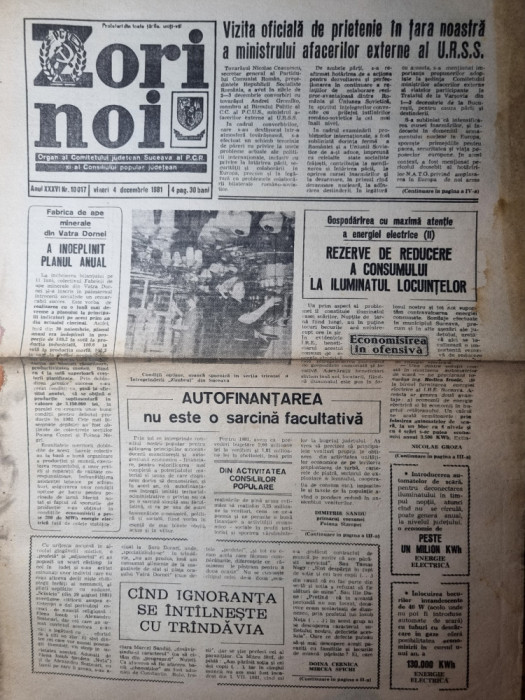 ziarul zori noi 4 decembrie 1981 - ziar al consiliului judetean suceava
