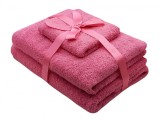 Cumpara ieftin Set prosoape 3 piese 500 gsm (fata, maini, corp) Roz, SomnART Relax KipRoom