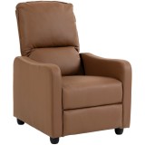 HOMCOM Fotoliu Relax Reclinabil Manual 155&deg; cu Suport pentru Picioare, din Piele Ecologică PU, pentru Living și Dormitor, Maro &icirc;nchis | Aosom Romania