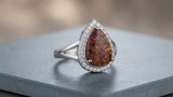 Cumpara ieftin Inel din Argint 925 Rodiat cu Opal Negru Foc Tip Lacrima si Halo Zirconia