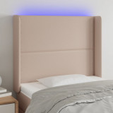 Cumpara ieftin Tăblie de pat cu LED cappuccino 93x16x118/128cm piele ecologică