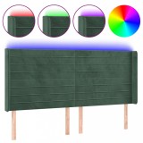 Cumpara ieftin Tablie de pat cu LED, verde inchis, 183x16x118/128 cm, catifea