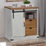 Cumpara ieftin Bufetă HALDEN cu uşă glisantă alb 80x40x80 cm lemn masiv