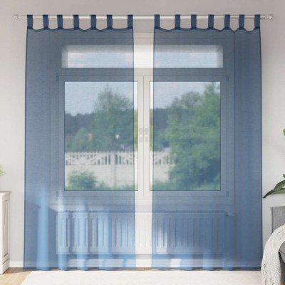 Gossi perdele voile cu buzunare pentru bare 2 buc albastru regal foto