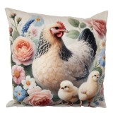 Cumpara ieftin Fata perna Gaina cu Puisori poliester multicolor 45x45 cm