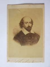 Rara! Fotografie pe carton 95 x 62 mm William Shakespeare cca.1880 foto