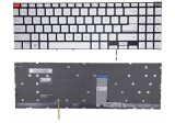 Tastatura Laptop, Asus, VivoBook Pro 15 K6502H, K6502HC, K6502HE, K6502V, K6502VJ, K6502VU, K6502VV, K6502Z, K6502ZC, K6502ZE, iluminata, argintie, la