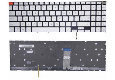 Tastatura Laptop, Asus, VivoBook Pro 15 K6502H, K6502HC, K6502HE, K6502V, K6502VJ, K6502VU, K6502VV, K6502Z, K6502ZC, K6502ZE, iluminata, argintie, la foto