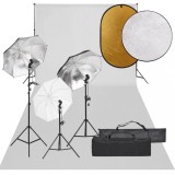 Kit studio foto cu set de lumini, fundal si reflector GartenMobel Dekor, vidaXL