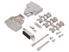 Conector D-Sub 15-Pini Mufă Tată Neagră pentru Lipire Pe Cablu
