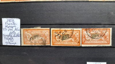 1907 Franta Merson Y.T.145,145a,145b -simpla,dubla,tripla-stamp.RAR foto