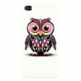 Husa silicon pentru Apple Iphone 4 / 4S, Colorful Owl Illustration