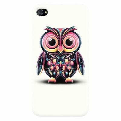 Husa silicon pentru Apple Iphone 4 / 4S, Colorful Owl Illustration foto