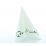 Servetele de masa festive Linclass Colour Line (albe, contur verde) / 40 x 40 cm / 50 buc