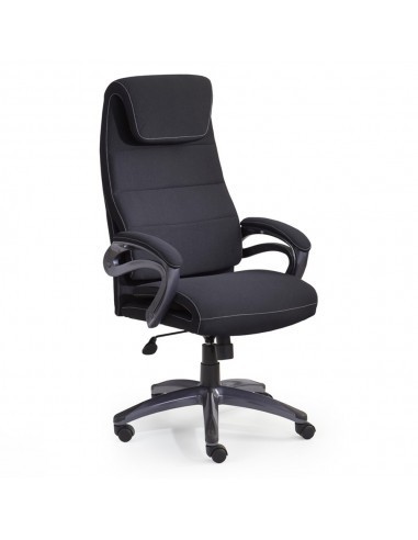 Scaun directorial HM Sidney, Ergonomic, Cadru Polipropilena, Tapiterie Stofa, Suport lombar, Inaltime ajustabila, 110 kg, 125x65x43 cm, Negru