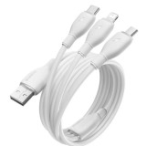CABLU alimentare si date Baseus Ultra-Fast One-for-three Retractable, pt smartphone,USB la Micro-USB+Lightning+USB Type-C 3.5A, 1.3m, alb &quot;P1037630321