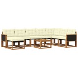 vidaXL Set de canapele de exterior cu pernă 9 pcs Natural și Crem 3382150