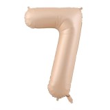 Balon din folie metalizata, flippy, figurina cifra, model 7, tema aniversare 100 cm, ambalaj individual, pai inclus, umflare cu aer sau heliu, crem