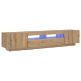 Cumpara ieftin Dulap TV cu LED stejar artizanal 200x35x40 cm lemn prelucrat