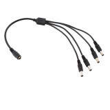 Cumpara ieftin Cablu alimentare splitter 1 la 4, 5.5x2.1 mm, PR-5584-BK, 40cm, CC DC, pentru strip LED, camere, negru, Diversi Producatori