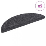 vidaXL Covorașe scări autoadezive 5 buc. gri &icirc;nchis 56x17x3 cm punch