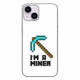 Husa compatibila cu Apple iPhone 15 Silicon Gel Tpu Model Minecraft Miner