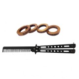 Cumpara ieftin Set Briceag Fluture + Rozeta Extensibila IdeallStore&reg;, Otel Inoxidabil, Negru/Auriu, 22cm, Vanatoare/Autoaparare