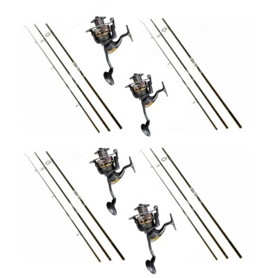 Set 4 Lansete 3, 90m, 3 Segm, Mandrina Metalica, 3,5 LBS+4 Mulinete Glamour 7000 foto