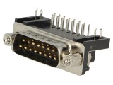 Conector D-Sub 15-Pin Soclu Tată 90&deg; THT 5A