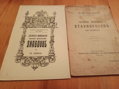 2 MONOGRAFII- MAN. SNAGOV( N. IORGA)/ BIS. STAVROPOLEOS( PR.DEM.ILIESCU-PALANCA) foto