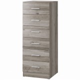 HOMCOM Comodă cu 6 sertare Comodă &icirc;naltă pentru dormitor cu sistem anti-răsturnare 40x40x110 cm Gri deschis | Aosom Romania