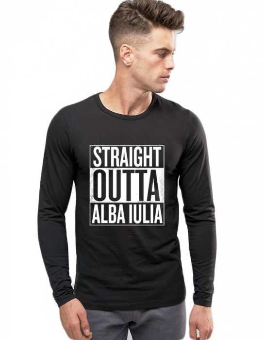 Bluza barbati neagra - Straight Outta Alba Iulia - XL