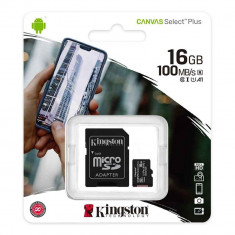 Card de memorie Kingston Canvas microSDHC 16GB, Class 10 + Adaptor + Ambalaj Retail foto