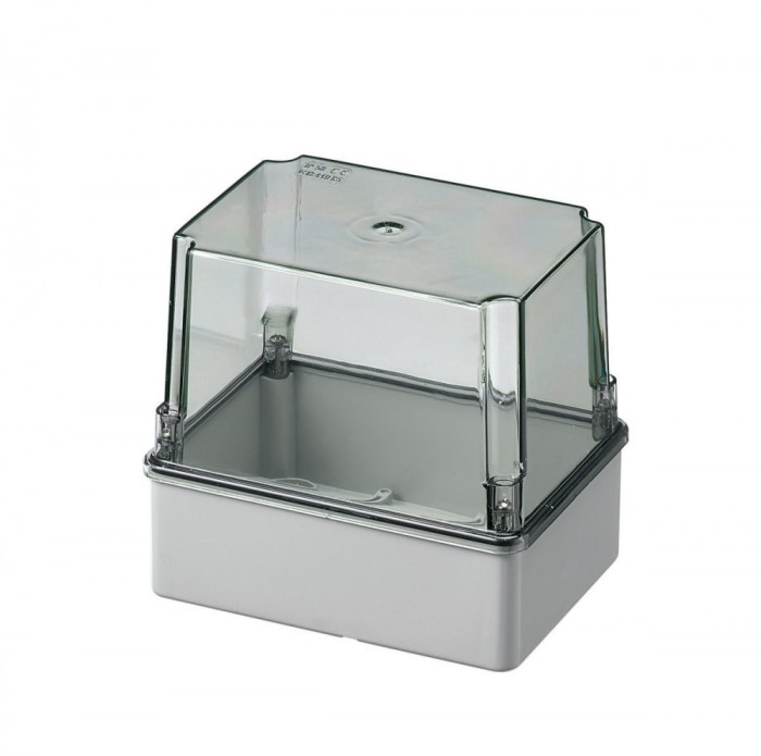 Doza aplicata transparenta 150x110x140mm IP56 inalta pentru distributie jonctiune ABS rezistenta UV fara presetupe margini netede