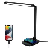 Lampa de Birou cu LED, Incarcare Smart Wireless, Touch Control, Ajustare Intensitate, Pliabila, Negru