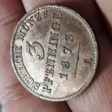 Germania 3 pfenning 1873 A , luciu si detalii