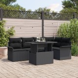 Gossi set de canapele gradina de 6 piese cu perna neagra din poli ratan