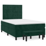 Cumpara ieftin Pat box spring cu saltea, verde inchis, 120x200 cm, catifea