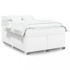 VidaXL Pat box spring cu saltea, alb, 140x190 cm, piele ecologică 3286121