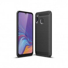 Husa Compatibila cu Samsung Galaxy A40 Techsuit Carbon Silicone Negru