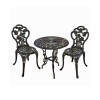 Set Masa Gradina Aluminiu si 2 Scaune Negru Patina Verde ROSE EmaConstruct, Diametru 60 cm