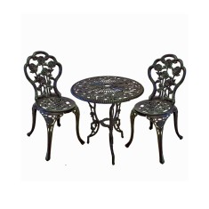 Set masa si 2 scaune pentru gradina model ROSE din aluminiu
