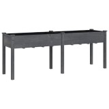 Cumpara ieftin Jardiniera cu captuseala, gri, 203x53x76 cm, lemn masiv brad