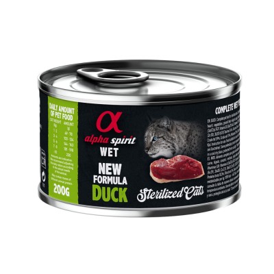 Conserva de hrana umeda Premium pentru pisica sterilizata Alpha Spirit, 92% carne de pui si rata, 200 g foto