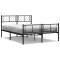 Cadru pat metalic cu tablie de cap/picioare, negru, 140x200 cm