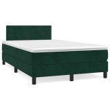 Cumpara ieftin Pat box spring cu saltea, verde inchis, 120x200 cm, catifea
